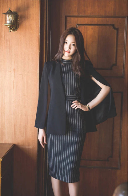 Sexy Tank Sleeveless High Waist Stripe Office Dress
