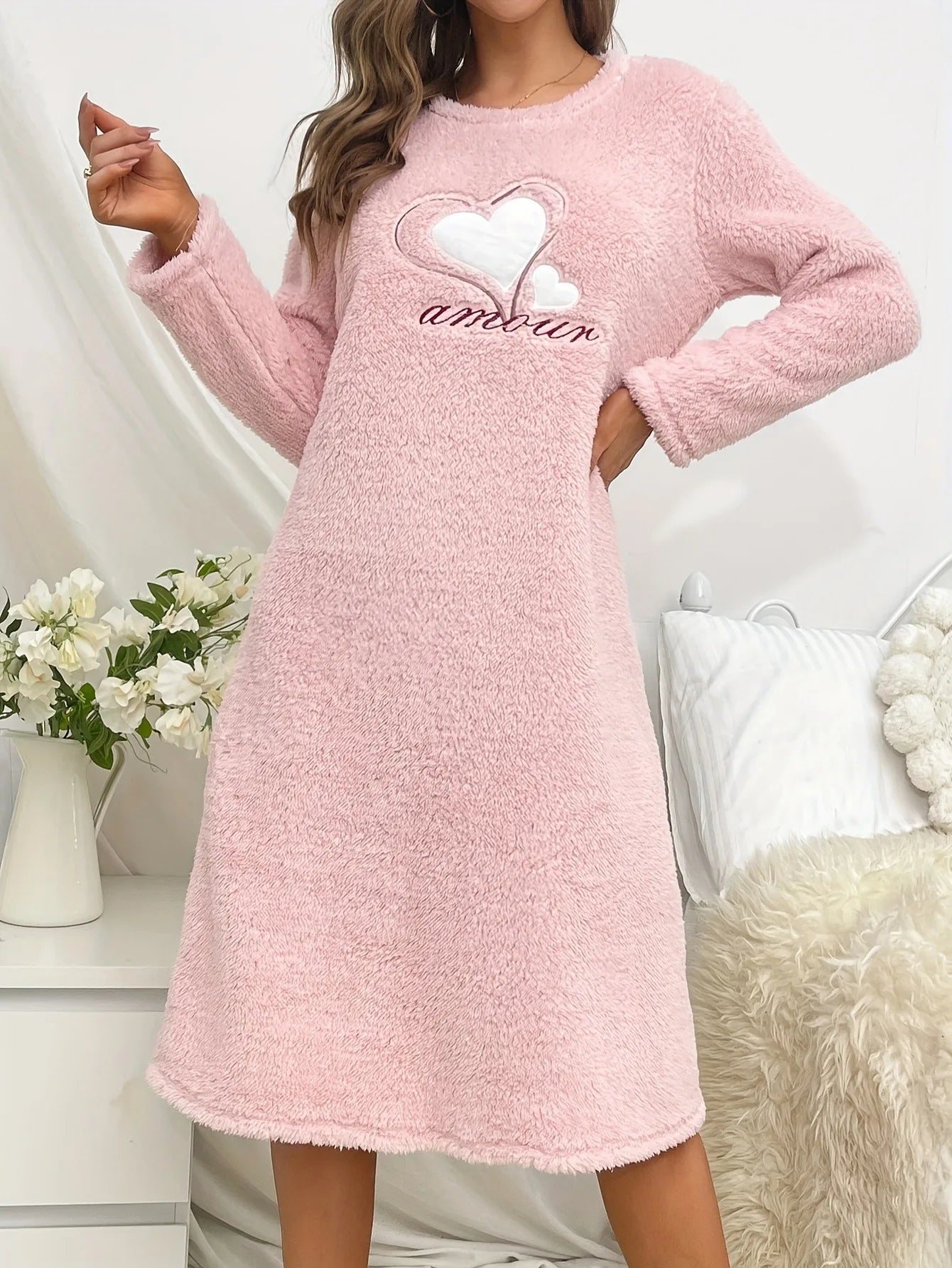 Thicken Warm Nightgown Heart Pyjama