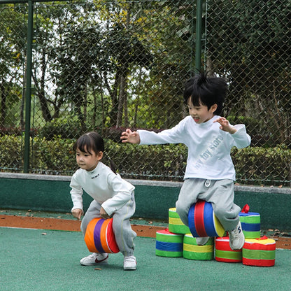 Soft Stacking Barrels Sensory Toy Set with Fishing Stick Toddler Balance Stepping Buckets