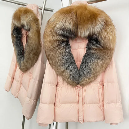 Real Fox Fur Puffer Jacket Coat