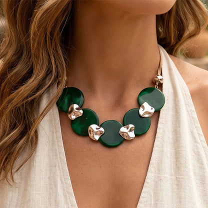 Bohemian Statement Acrylic Circular Pendants Necklace