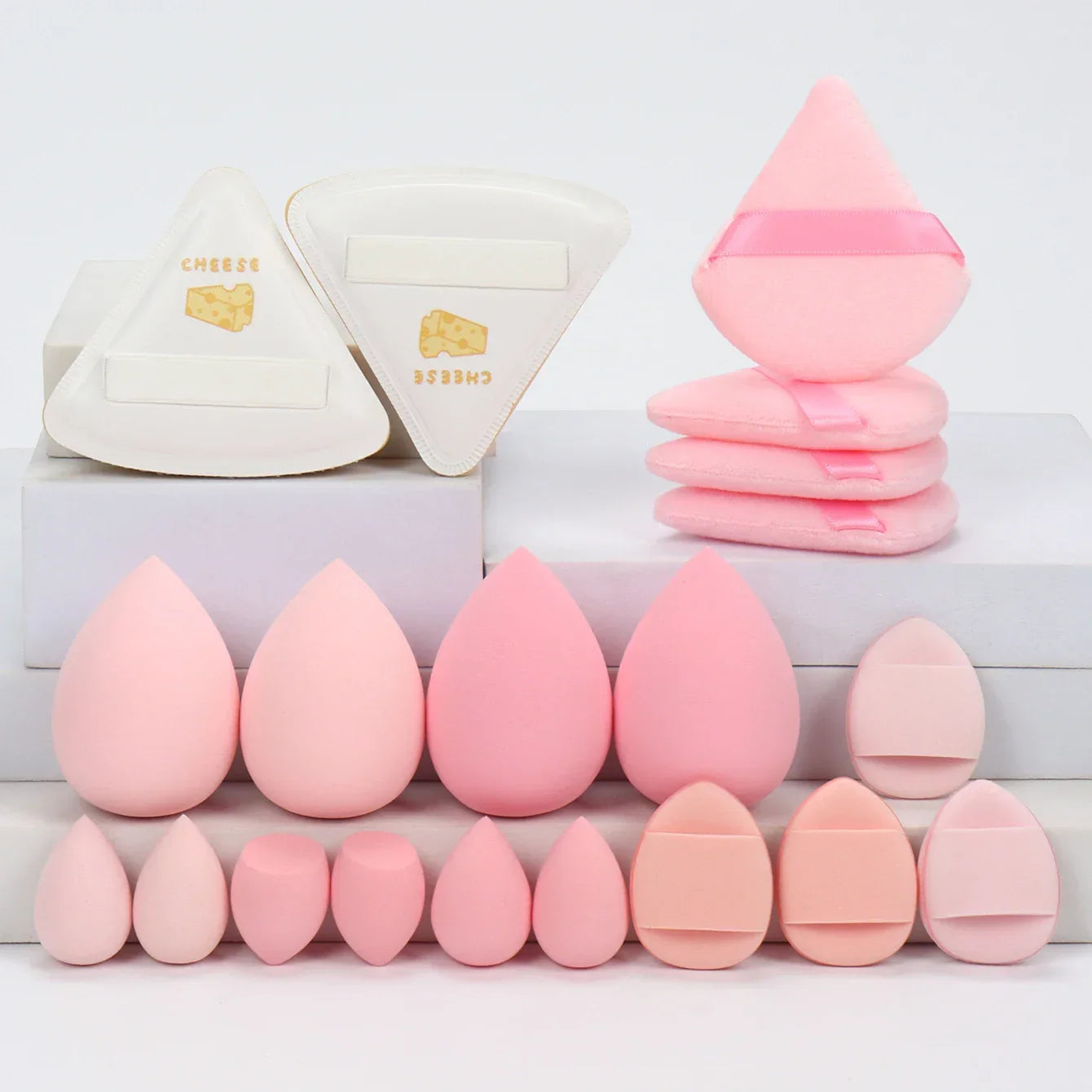 20 Pcs Pink Makeup Sponge and Makeup Puff Set