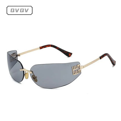 Frameless Square Metal Letter Frame Curved Windproof Sunglasses