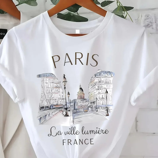 90s Paris Print Short Sleeve Shirt