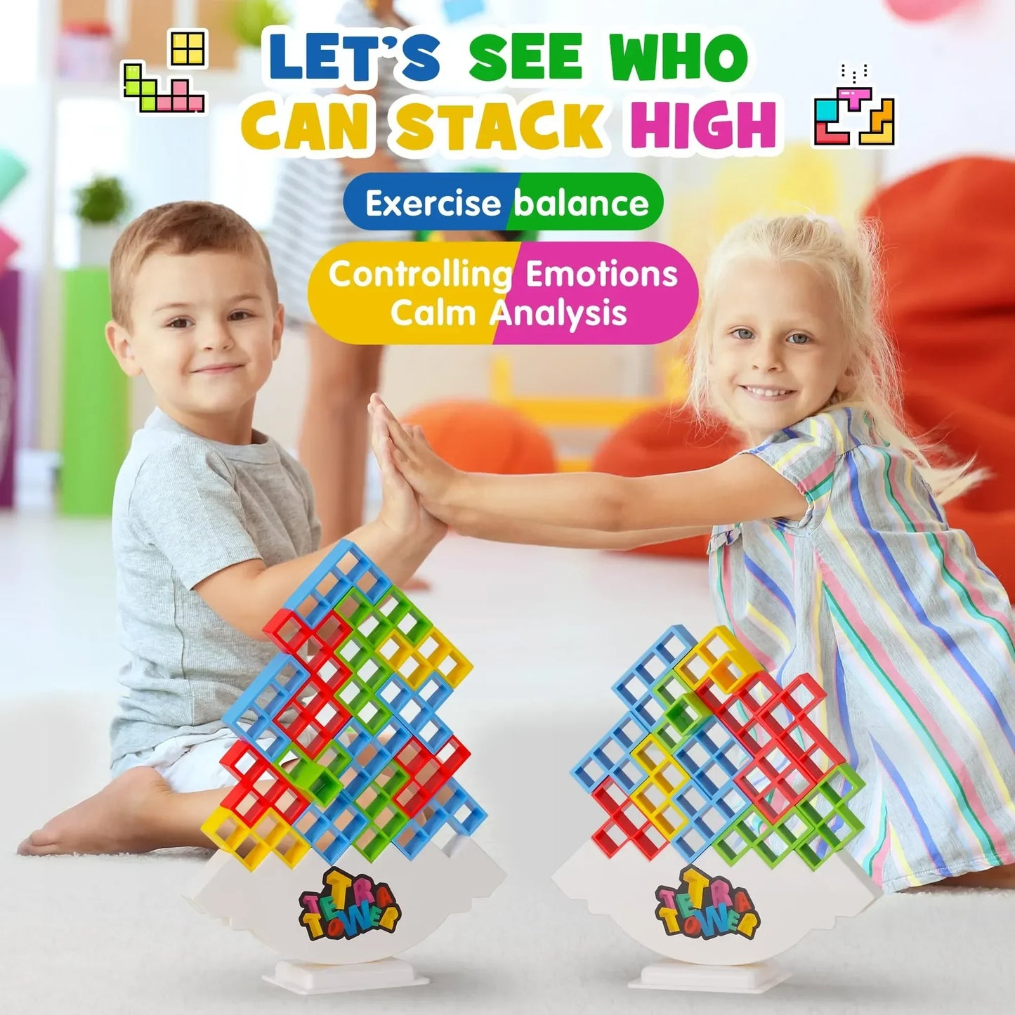 48PCS Tetra Tower Fun Balance Stacking Building Blocks Board Game