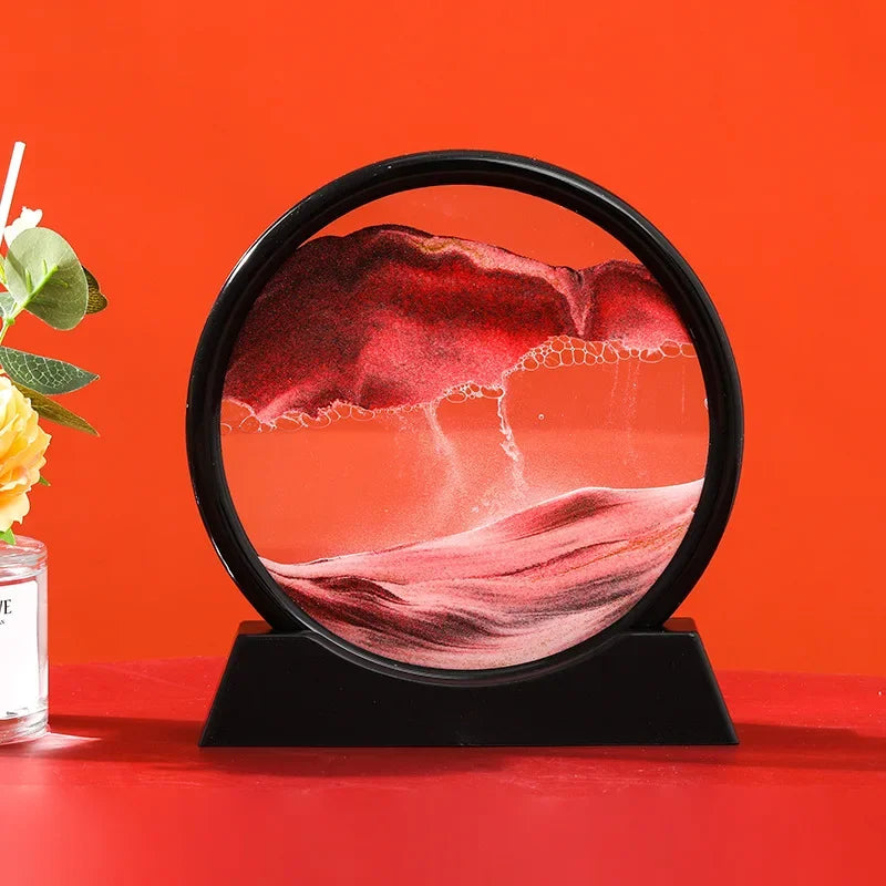 3D Moving Sand Round Glass Deep Sea Home Decoration