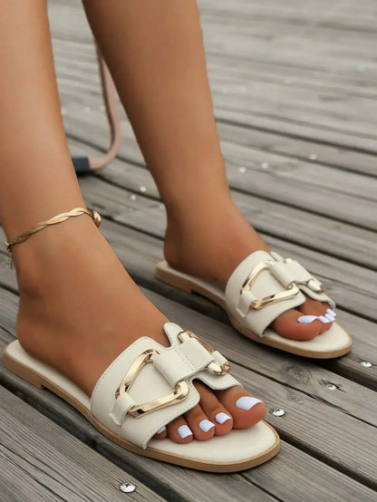 DANA Metal Decor Single Band Flat Sandals