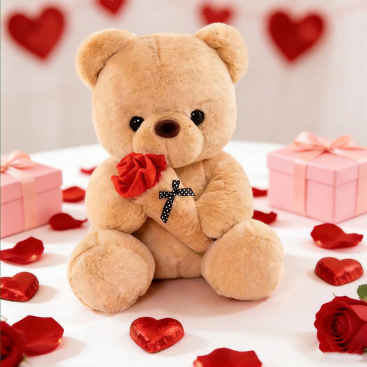 Cute Rose Bear Plush Toy Stuffed Animal Doll