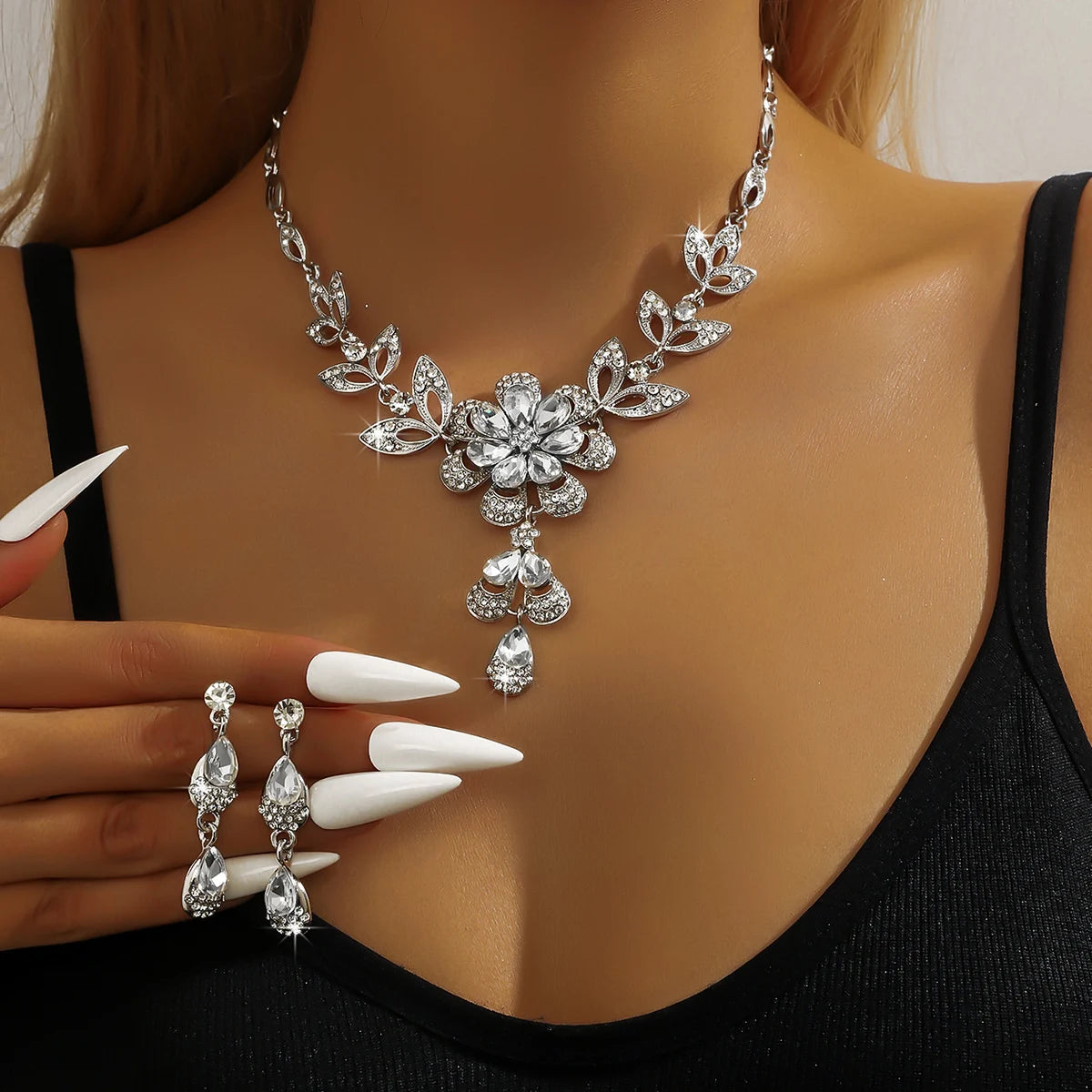 Flower Necklace Jewelry Set