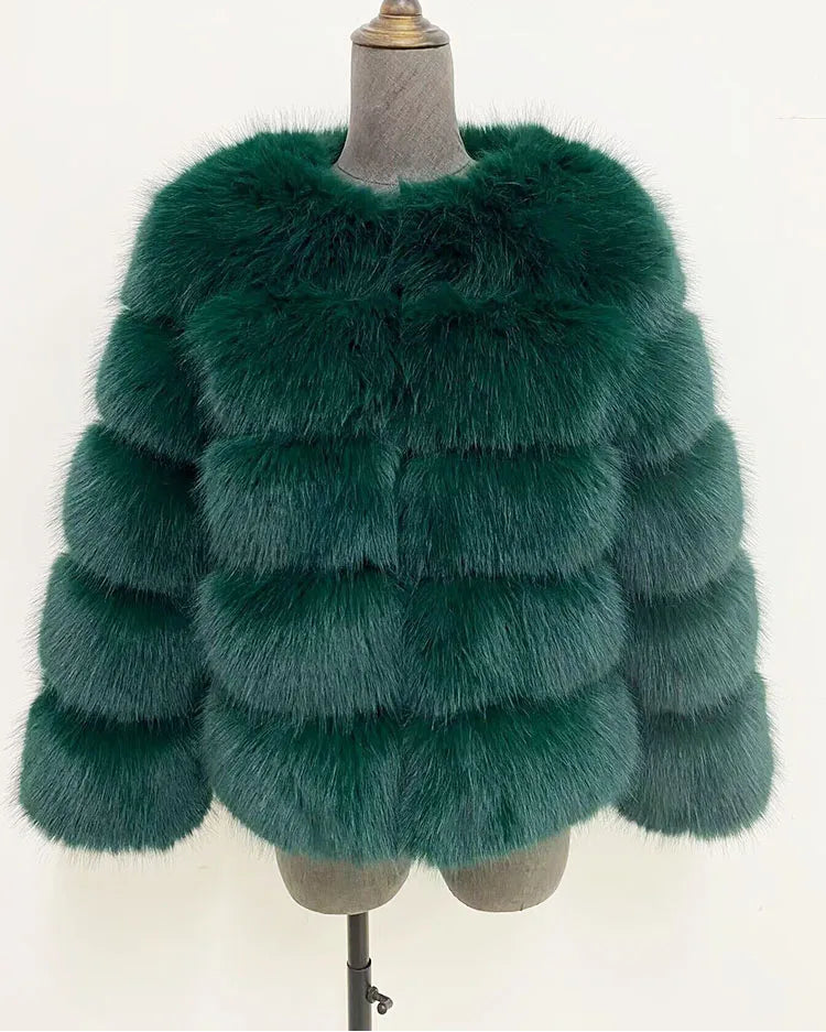 Chaqueta de piel sintética esponjosa de visón