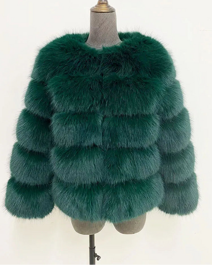 Chaqueta de piel sintética esponjosa de visón