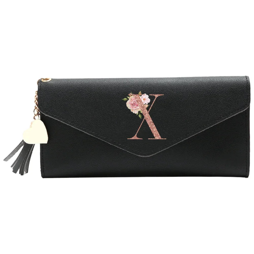 Black Small Leather Coin Rose Gold Wallet