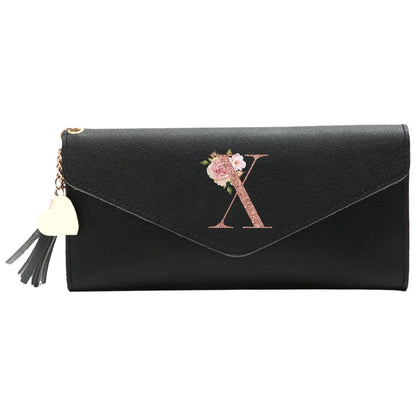 Black Small Leather Coin Rose Gold Wallet