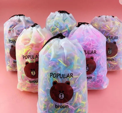 1000pcs High Elastic Rubber Bands Disposable Jelly Color Hair Ties