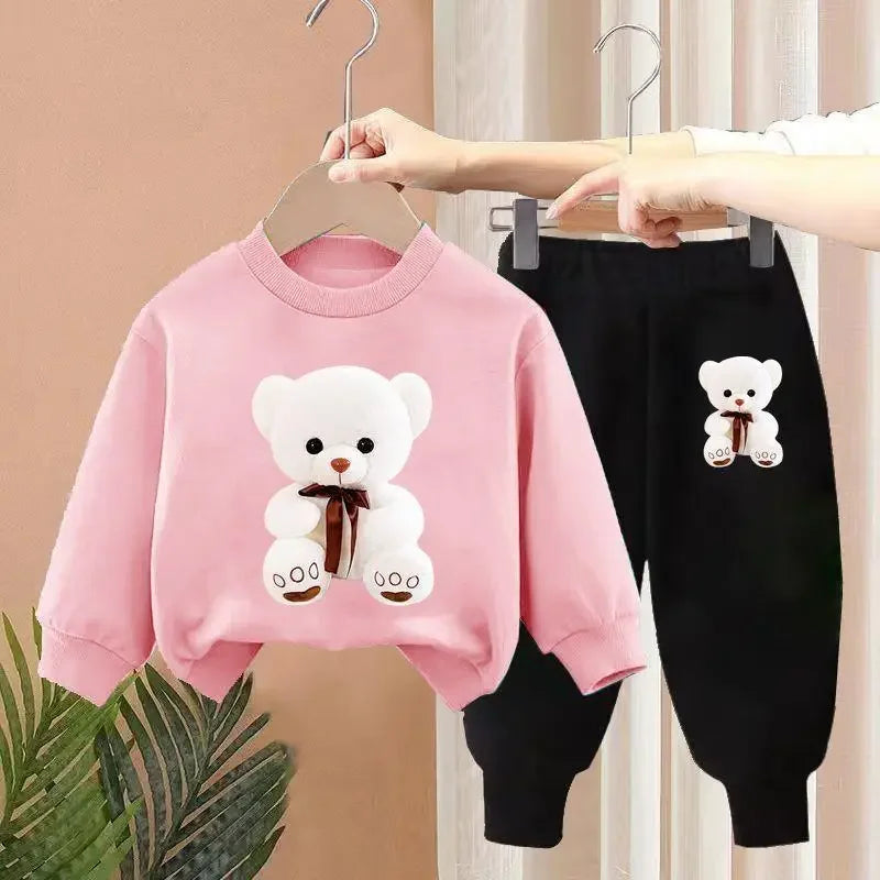 Autumn Winter Polo Sweatshirt+Pants Sport Suits Set