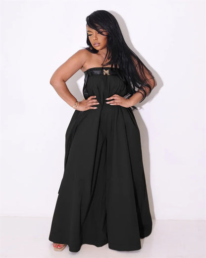 Sexy Loose Wide Leg Outfit Strapless Romper Jumpsuit