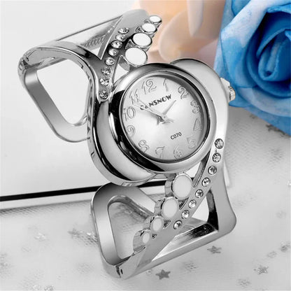 Bangle Wristwatch Quartz Crystal Luxury Rhinestone Watch