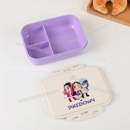 KPOP Demon Hunters Lunch Box Cute Mira Zoey Jinu Portable Plastic Bento Box