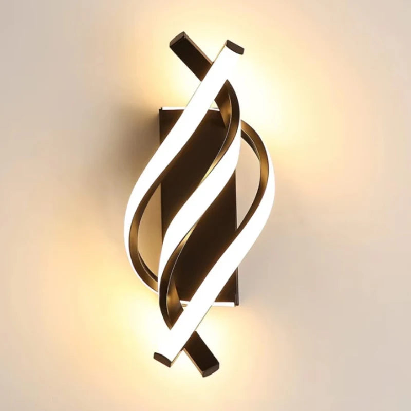 Curved Spiral Design LED Wall Lamp for Bedroom Bedside Corridor