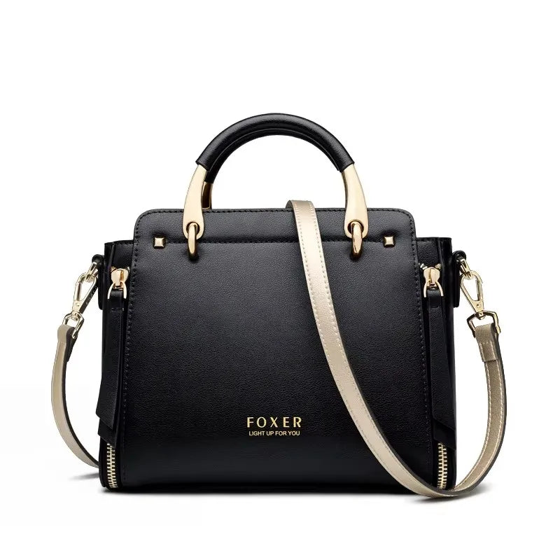 Split Leather Shoulder Elegant Large Tote Bag