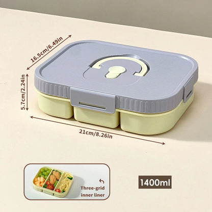 Microwave Plastic Divided Lunch Box With Handle Camping