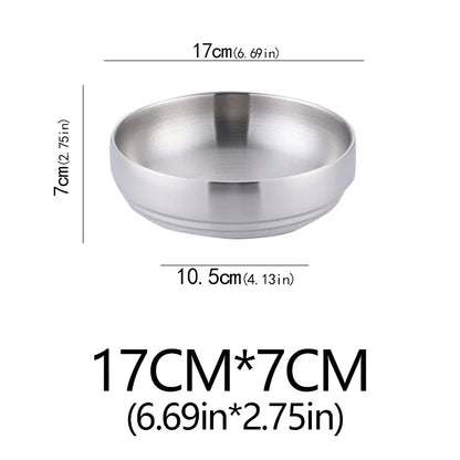 Stainless Steel Double Layer Cold Noodle Salad Bowl Fruit Bowl