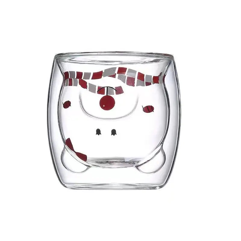 Cute Bear Double-layer Coffee Mug Double Glass Cup with Handle Mug