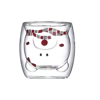 Cute Bear Double-layer Coffee Mug Double Glass Cup with Handle Mug