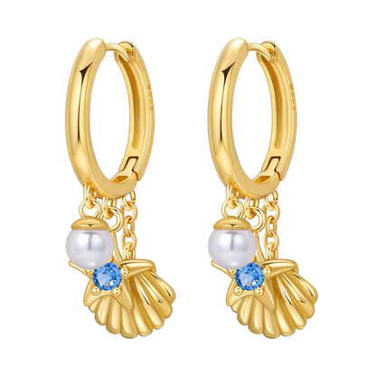 S925 Sterling Silver Zircon 18K Gold Lining Vintage Hoop Earrings