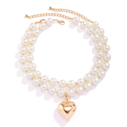 Goth Imitation Pearl Beads Chain Necklace Jewelry Set