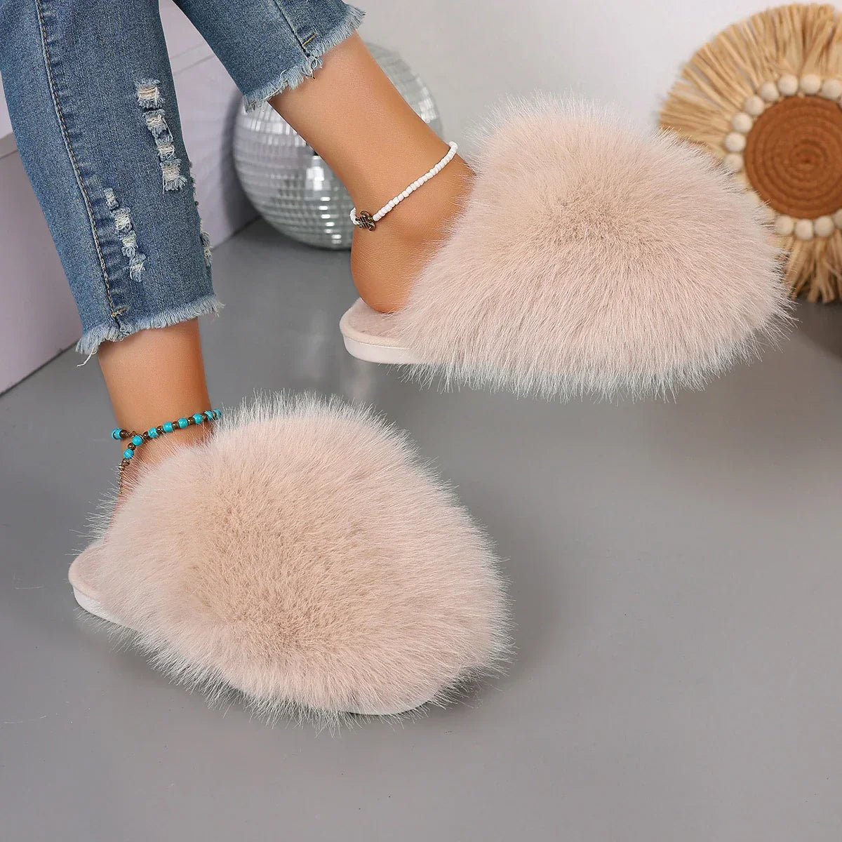 Fur Fluffy Cute Luxury Anti Slip Slippers