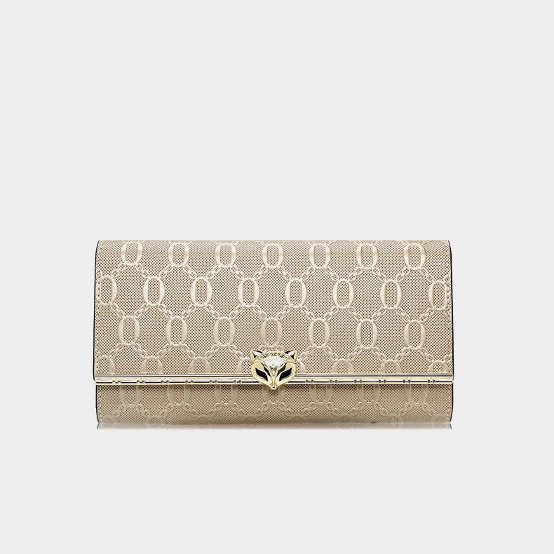 Split Leather Long Wallet Clutch Bag