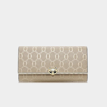 Split Leather Long Wallet Clutch Bag