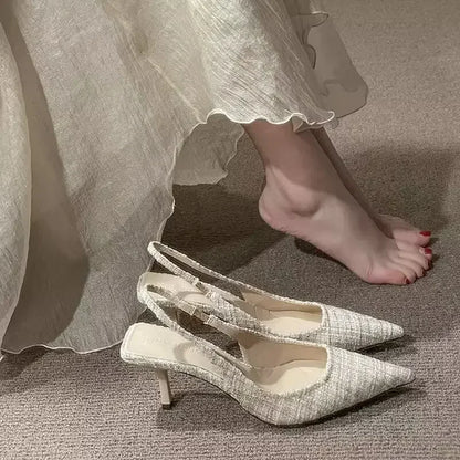 knitted platform heels large-size stiletto sandals