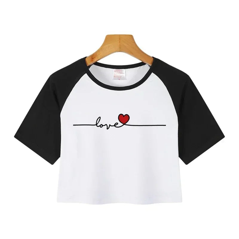 Casual Crop Tops Funny Graphic T-shirt