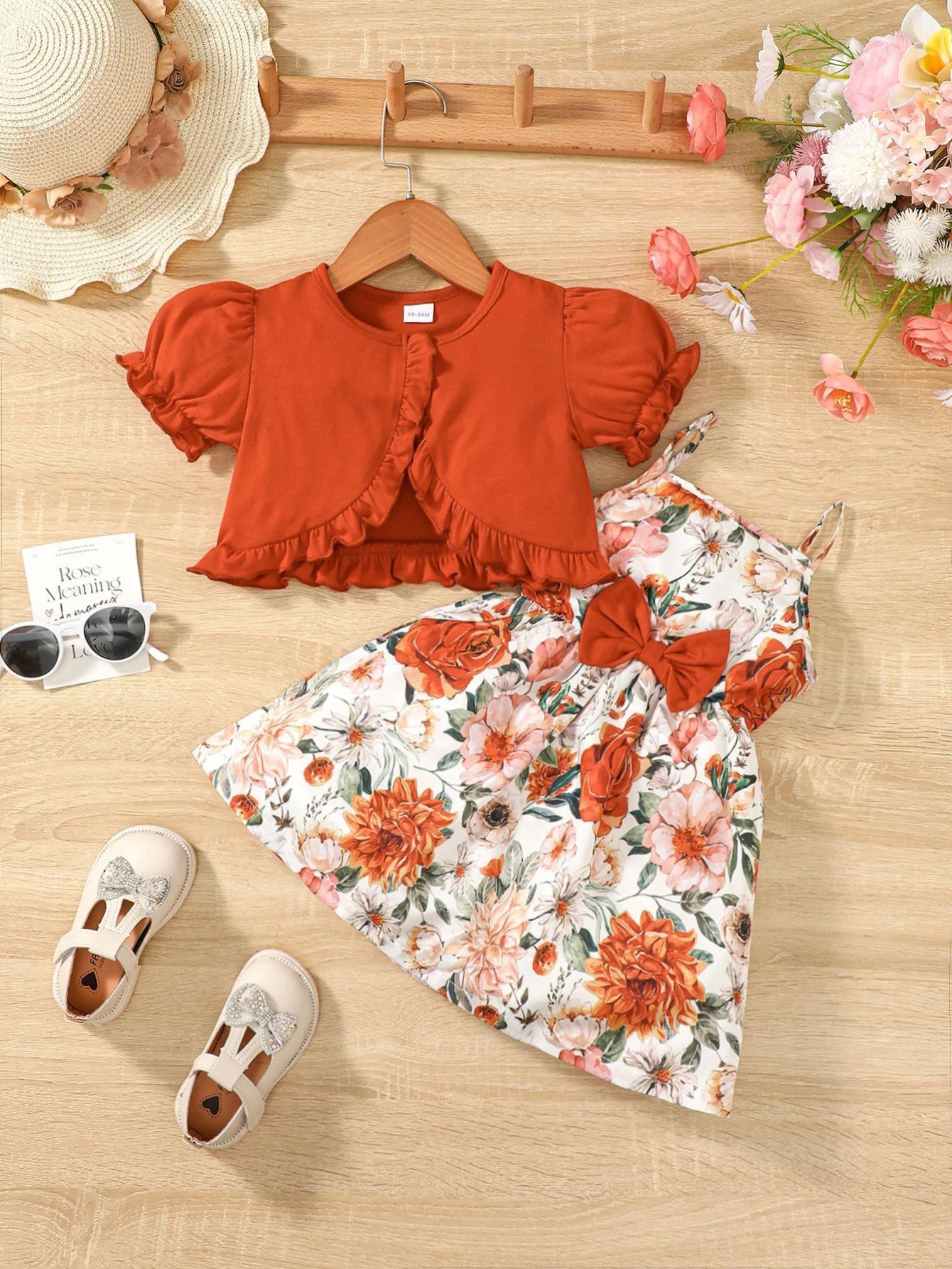 Hanging Strap Flower Bow Skirt Dress