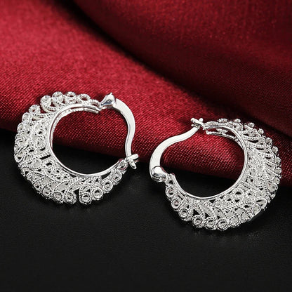 925 Sterling Silver Round Circle Hoop Earrings