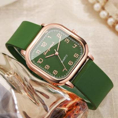 Square Casual Silicone Strap Quartz Watch
