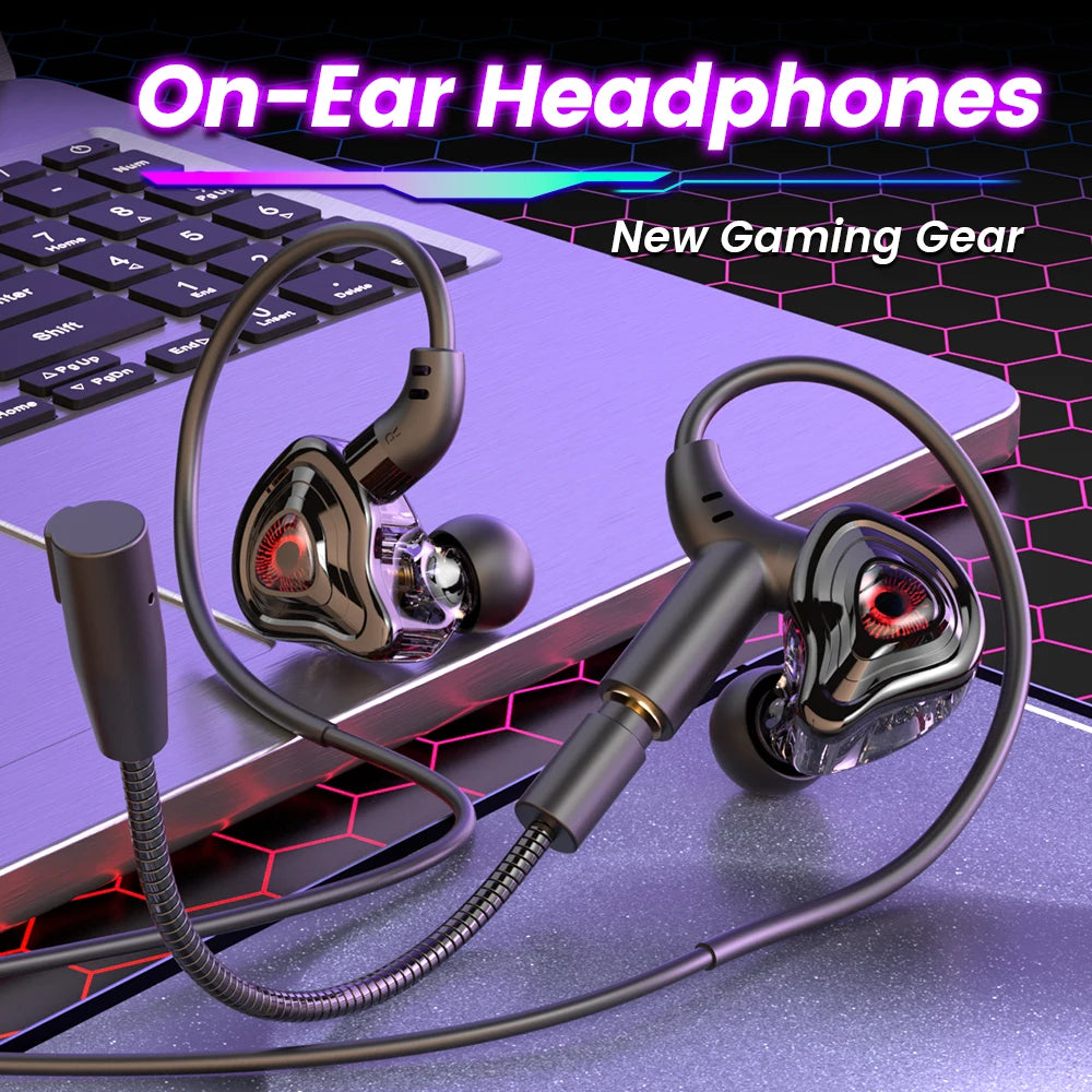 Game Wired Headphones Type C&3.5mm In-ear Earphones HiFi Stereo Headsets