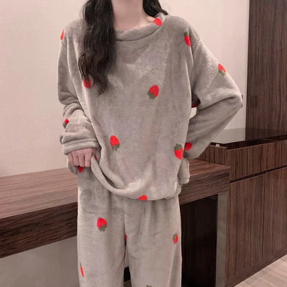 Soft Comfortable Velvet Jacquard Warm Sleepwear Pajama Sets