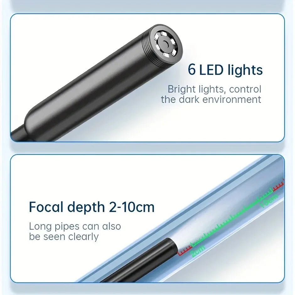 5.5mm lens USB Endoscope Borescope Inspection Camera with 6 LED Lights for Type C Devices