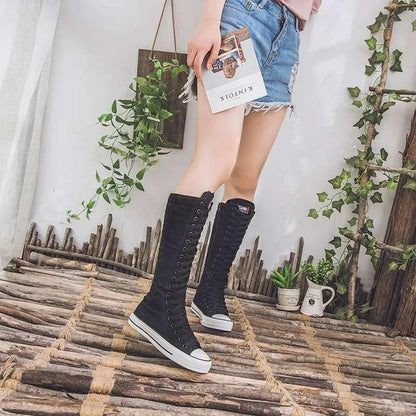 High Top Canvas Korean Long Boot