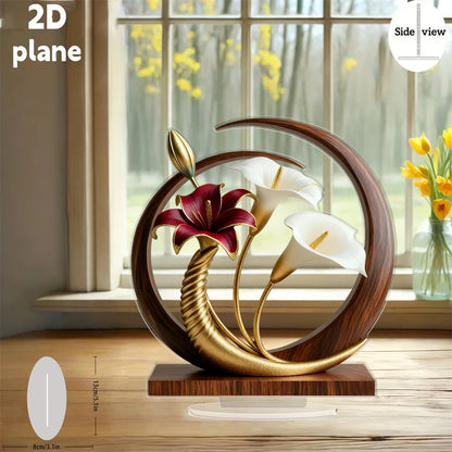 Elegant Flower Curve Design Acrylic Desktop Decoration