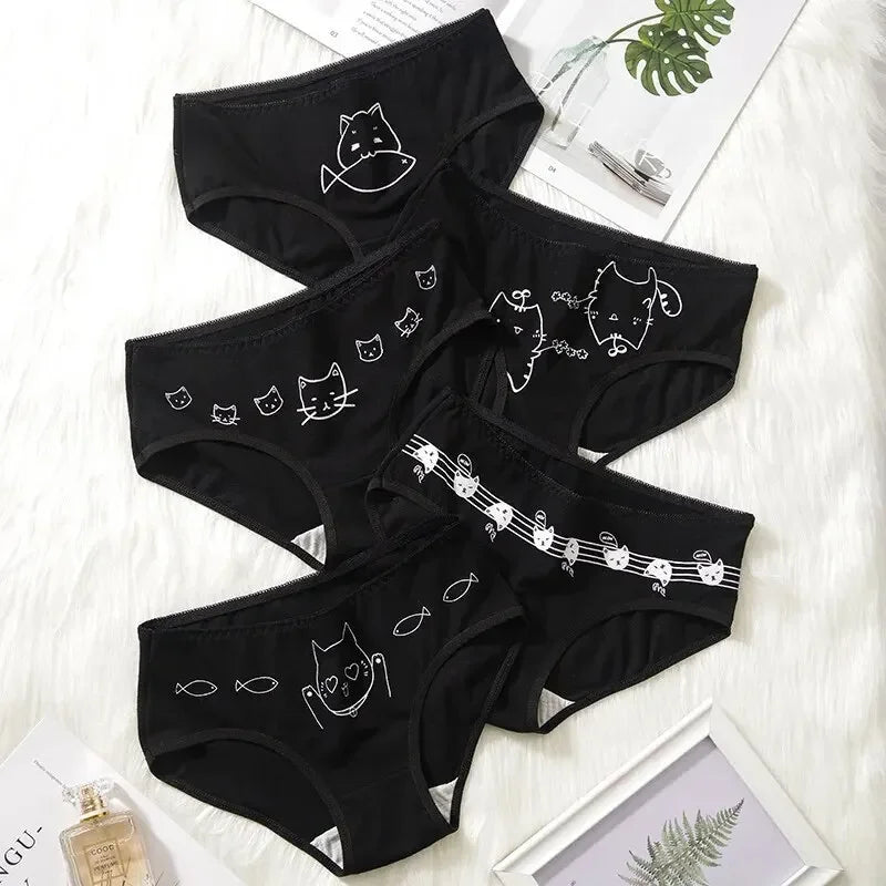 5Pcs/set Cotton Cartoon Cute Short Soft Underpants Sexy Lingerie M-XL