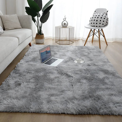 Silk Hair Tie-Dye Carpet Plush Soft Floor Mat Decoration