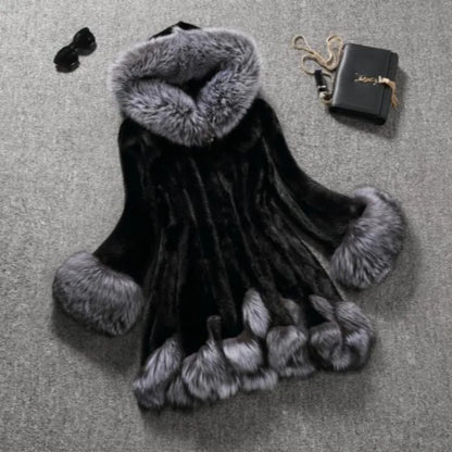 Abrigo largo coreano holgado de piel sintética