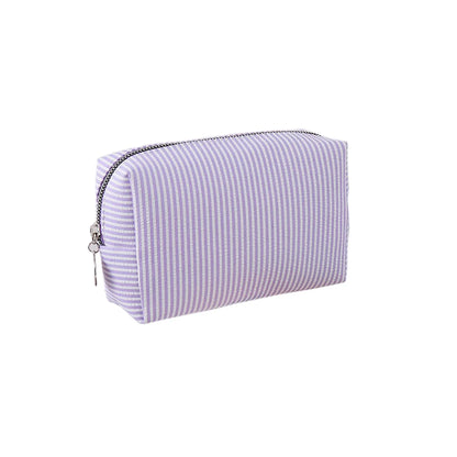 Cute Striped Canvas Pencil Case Small Travel Pouch with Zipper