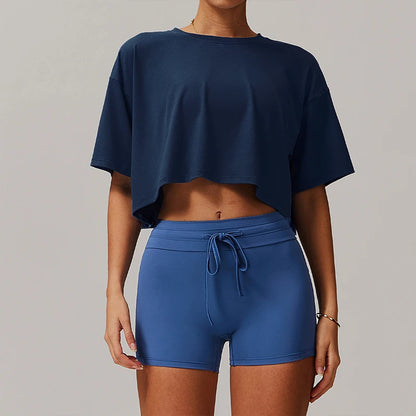 Cotton Short Sleeve Yoga Fitness T-shirt