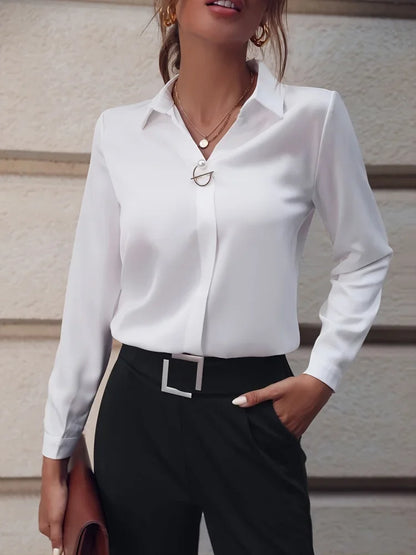 Collar Long Sleeve Blouse