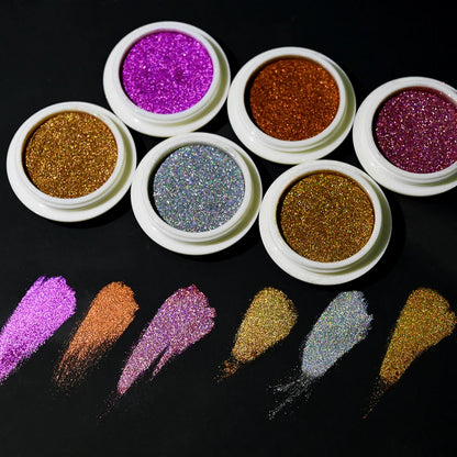 6Colors/Set Metallic Mirror Chrome Nail Powder Holographic Chameleon Glitters